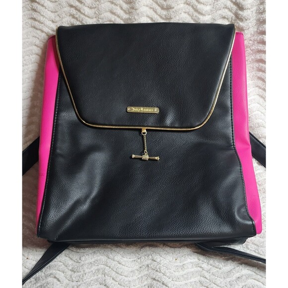 Rare JUICY COUTURE Women\'s Black & Hot Pink BACKPACK LapTop School Work Bag EuC main image 7